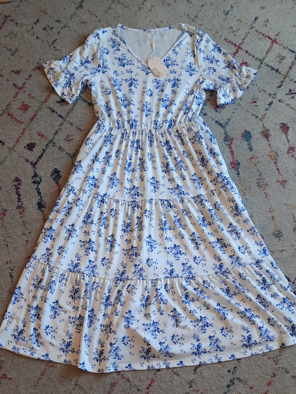 NWT Blue And White Floral Boutique Dress Small